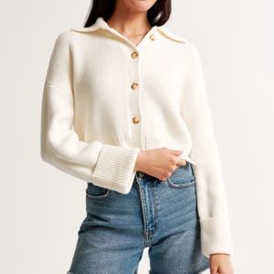 Abercrombie collared cardigan cream